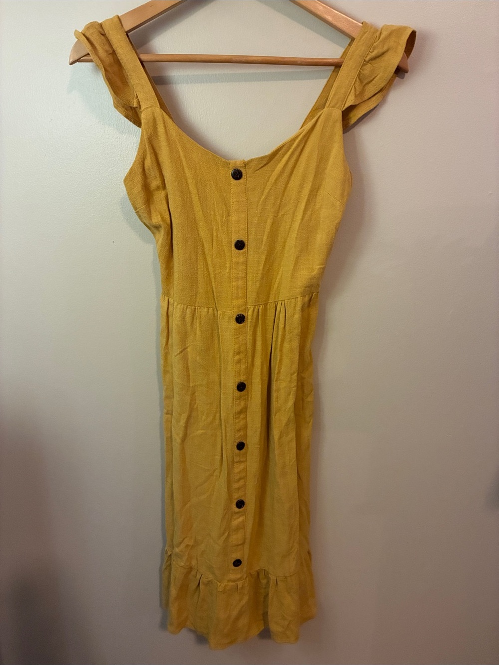 Monteau Mustard Button-Front Midi Sundress